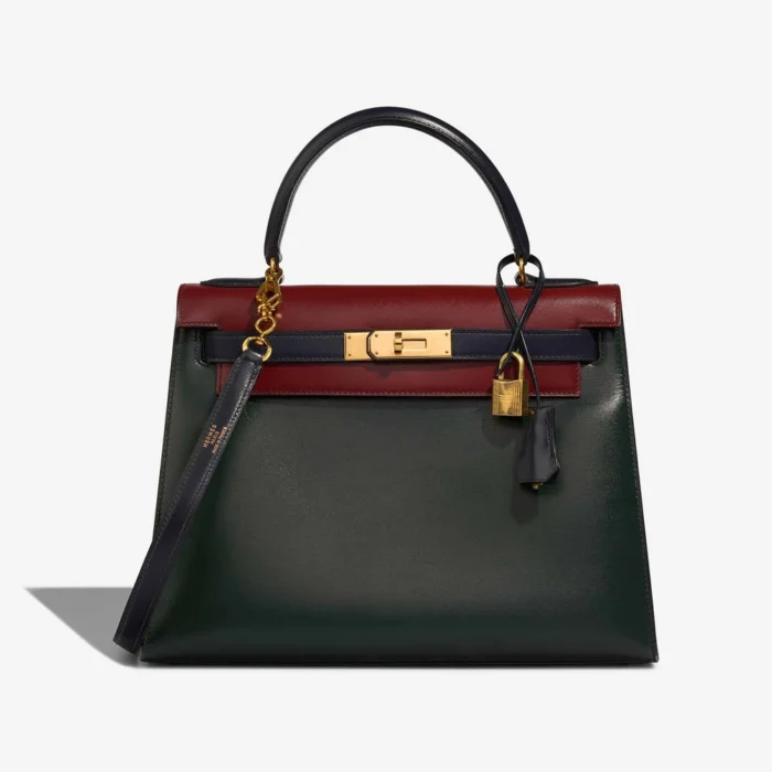 Premium Hermès Replica Kelly 28 Box Vert Fonce/Rouge H/Blue Indigo GHW – Direct Luxury Fashion