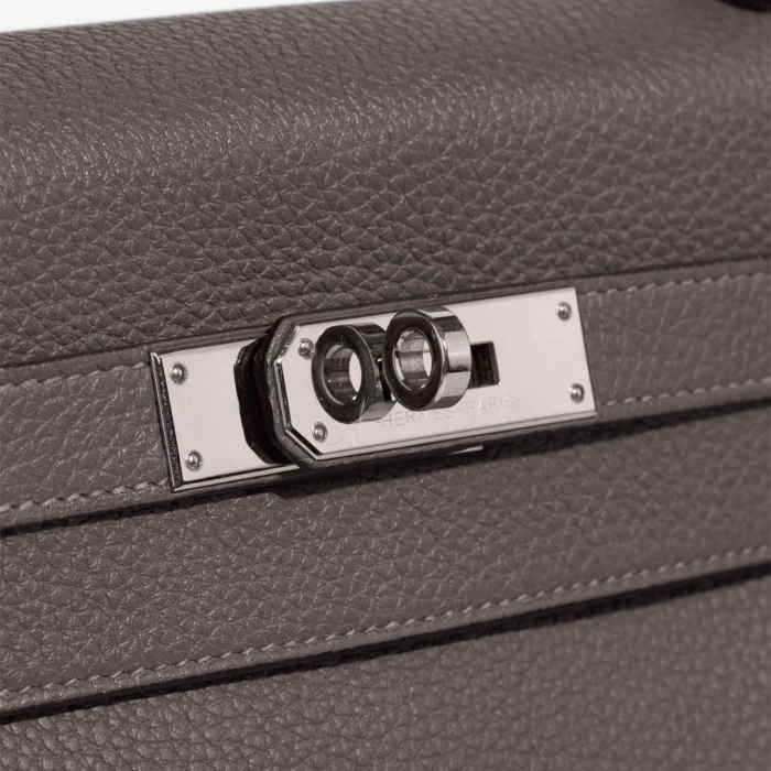 Premium Hermès Replica Kelly 28 Clemence Gris Meyer PHW - Direct Luxury Fashion - Image 7