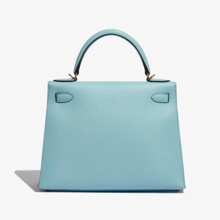 Premium Hermès Replica Kelly 28 Epsom Blue Atoll GHW - Direct Luxury Fashion - Image 2