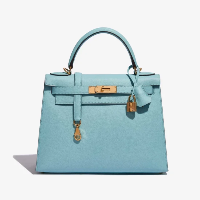 Premium Hermès Replica Kelly 28 Epsom Blue Atoll GHW | DLF