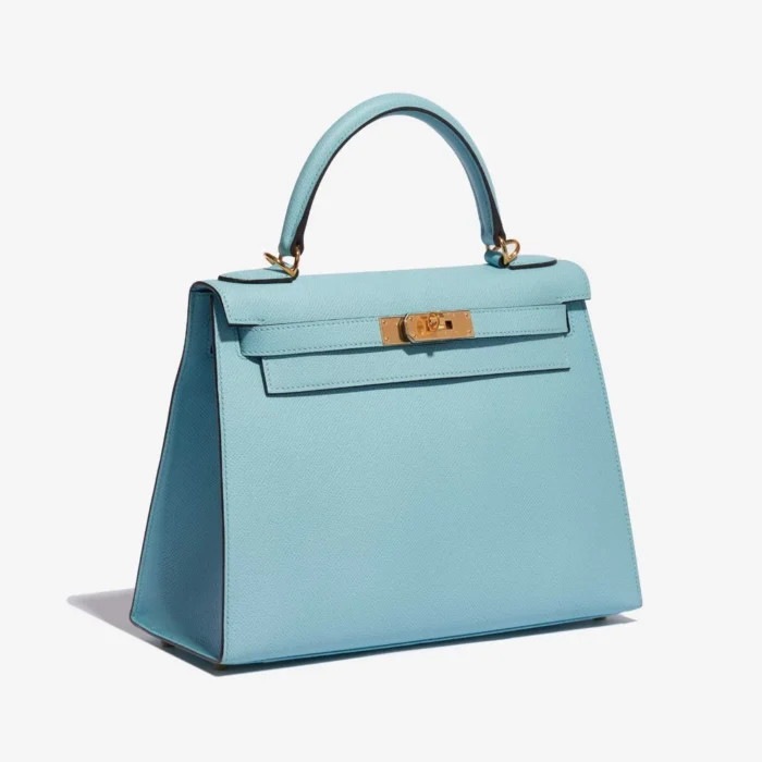 Premium Hermès Replica Kelly 28 Epsom Blue Atoll GHW - Direct Luxury Fashion - Image 4