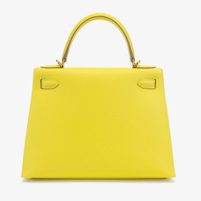 Premium Hermès Replica Kelly 28 Epsom Lime GHW - Direct Luxury Fashion - Image 2