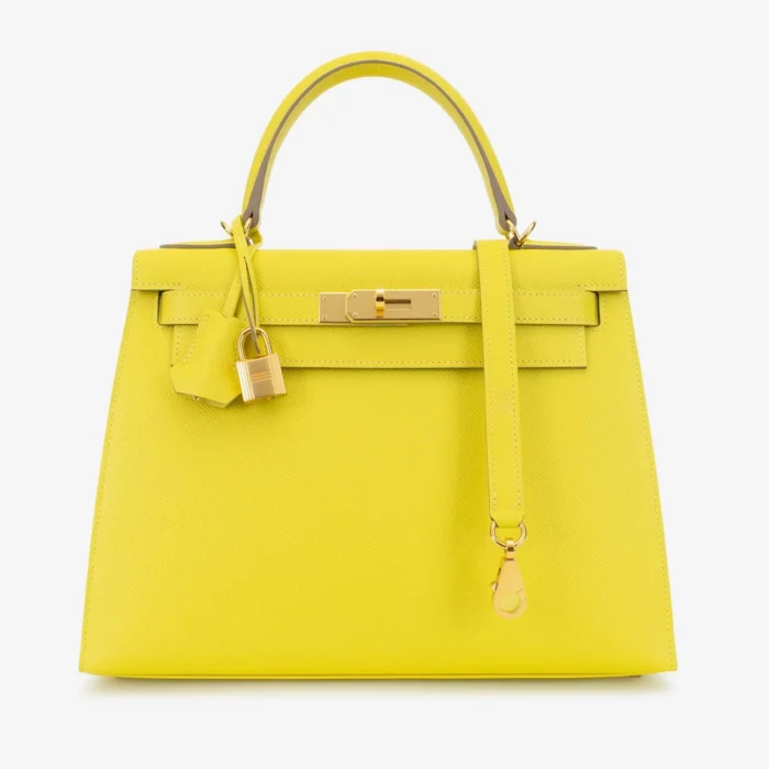 Premium Hermès Replica Kelly 28 Epsom Lime GHW | Direct Luxury