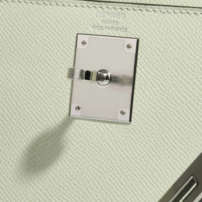 Premium Hermès Replica Kelly 28 Epsom Vert Fizz PHW - Direct Luxury Fashion - Image 5
