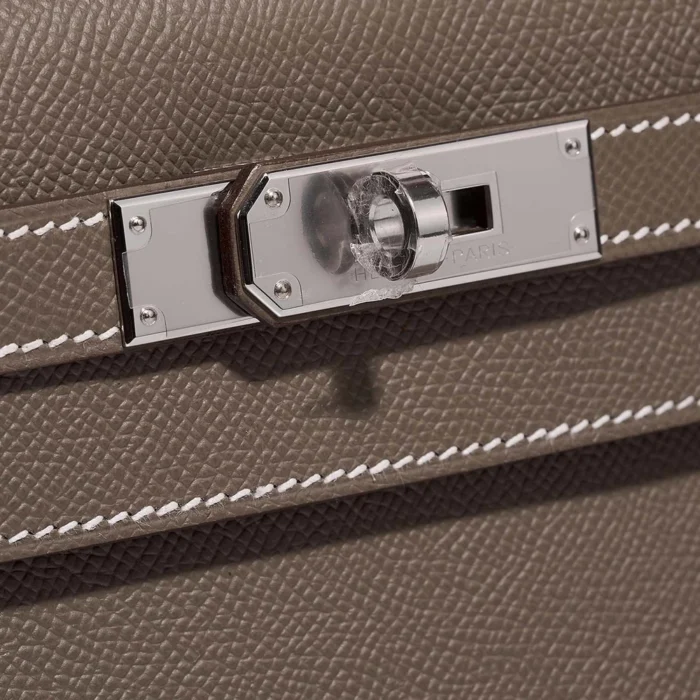 Premium Hermès Replica Kelly 28 Epsom Etoupe PHW - Direct Luxury Fashion - Image 6