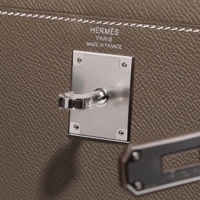 Premium Hermès Replica Kelly 28 Epsom Etoupe PHW - Direct Luxury Fashion - Image 5