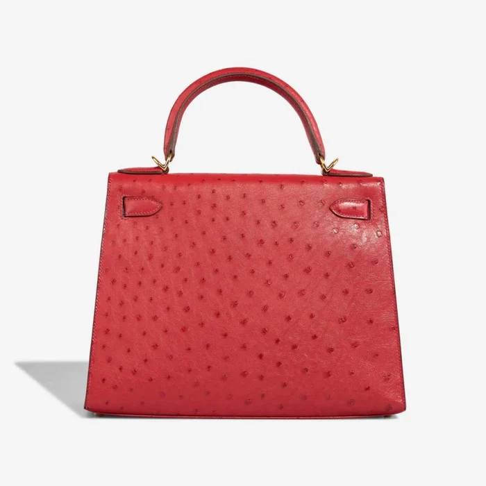 Premium Hermès Replica Kelly 28 Ostrich Rouge Vif GHW - Direct Luxury Fashion - Image 2