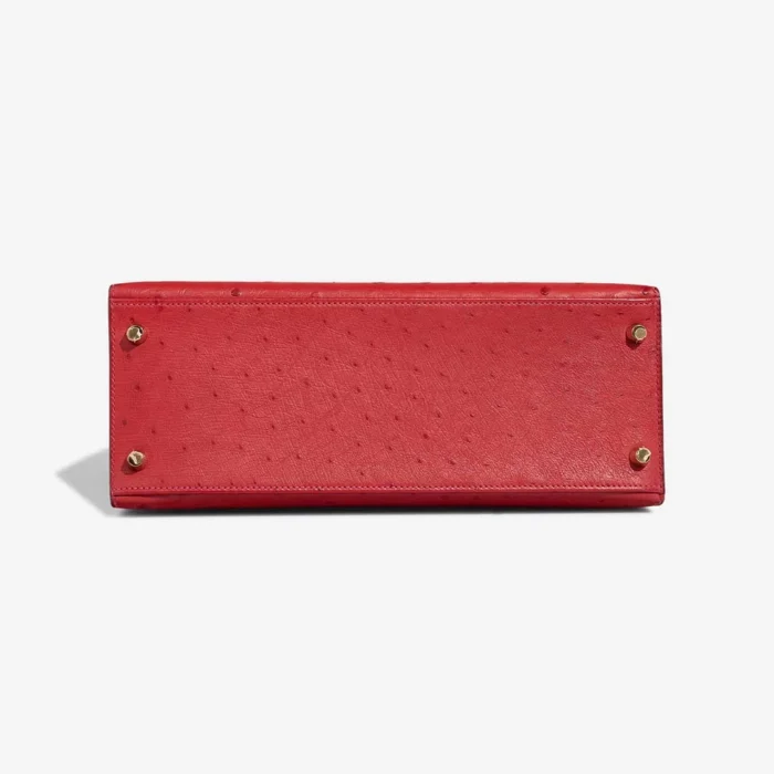 Premium Hermès Replica Kelly 28 Ostrich Rouge Vif GHW - Direct Luxury Fashion - Image 3
