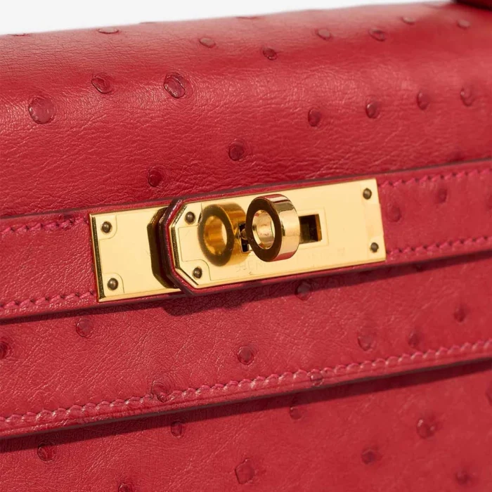 Premium Hermès Replica Kelly 28 Ostrich Rouge Vif GHW - Direct Luxury Fashion - Image 7