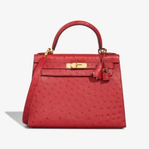 Premium Hermès Replica Kelly 28 Ostrich Rouge Vif GHW - Direct Luxury Fashion