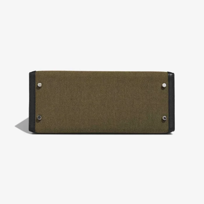 Premium Hermès Replica Kelly 28 Swift/Toile H Black/Vert Militaire PHW - Direct Luxury Fashion - Image 3