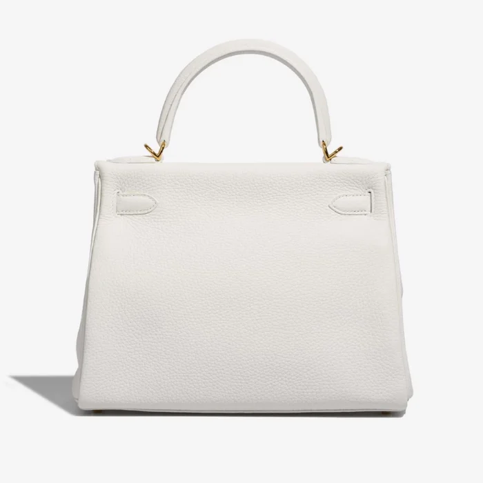 Premium Hermès Replica Kelly 28 Taurillon Clemence White GHW - Direct Luxury Fashion - Image 2