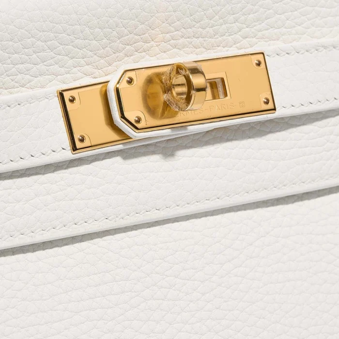 Premium Hermès Replica Kelly 28 Taurillon Clemence White GHW - Direct Luxury Fashion - Image 7