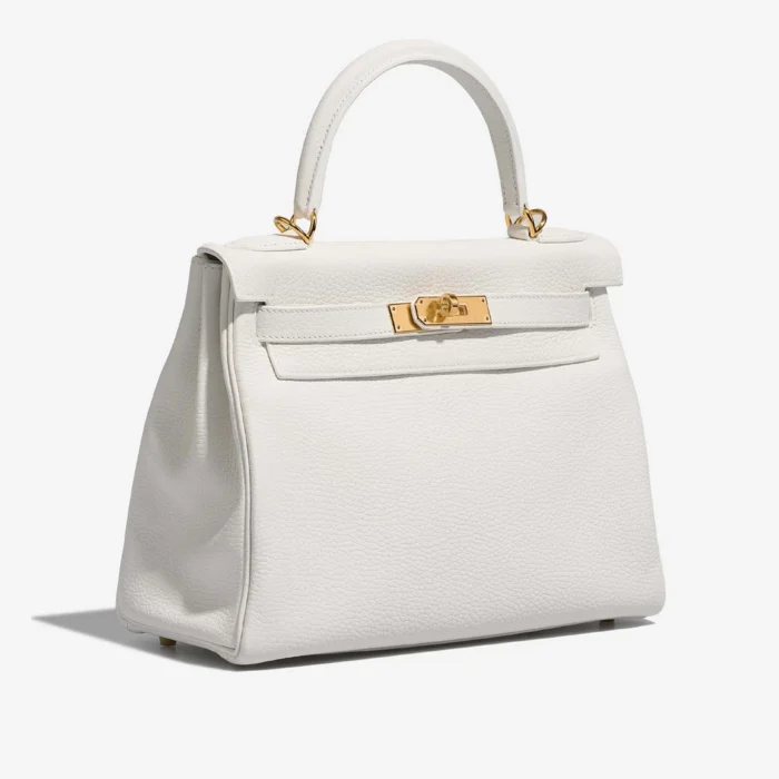 Premium Hermès Replica Kelly 28 Taurillon Clemence White GHW - Direct Luxury Fashion - Image 4