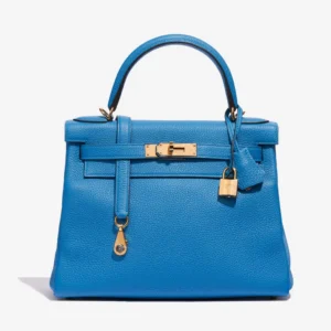Premium Hermès Replica Kelly 28 Togo Blue Zanzibar GHW | DLF