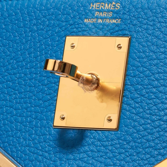 Premium Hermès Replica Kelly 28 Togo Blue Zanzibar GHW - Direct Luxury Fashion - Image 6