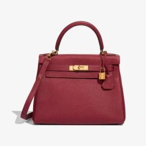 Premium Hermès Replica Kelly 28 Togo Rouge Grenat GHW - Direct Luxury Fashion