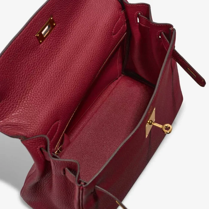 Premium Hermès Replica Kelly 28 Togo Rouge Grenat GHW - Direct Luxury Fashion - Image 5