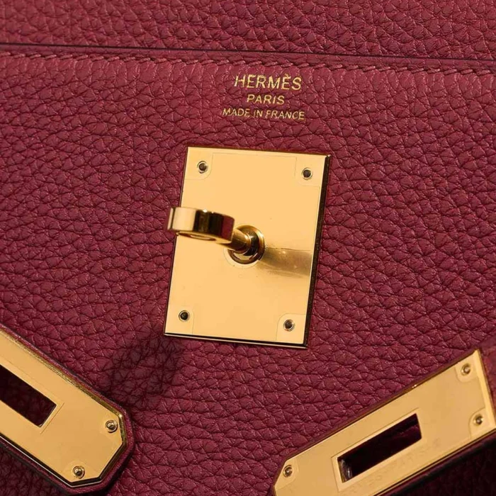 Premium Hermès Replica Kelly 28 Togo Rouge Grenat GHW - Direct Luxury Fashion - Image 6
