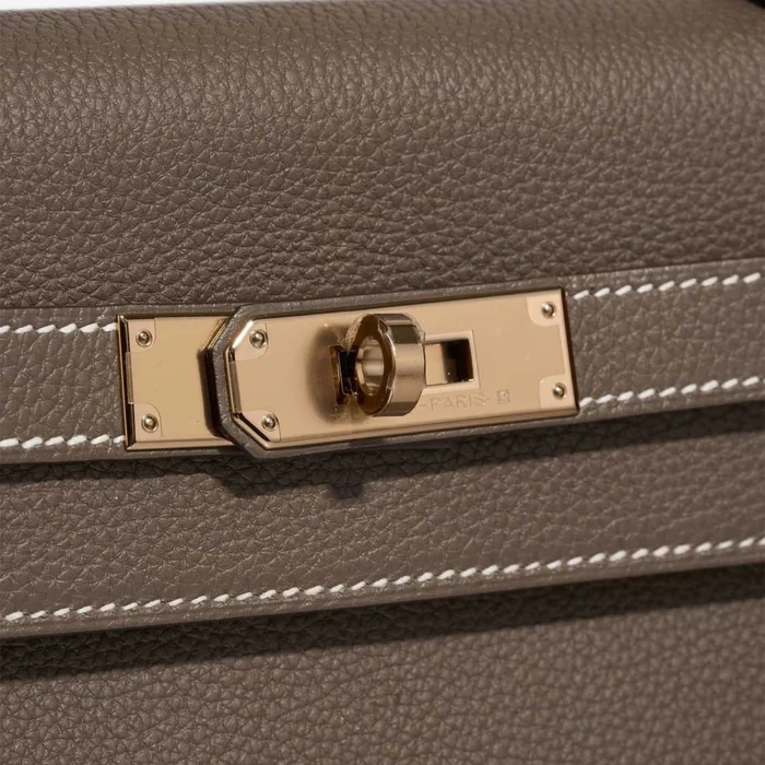 Premium Hermès Replica Kelly 28 Togo Etoupe GHW - Direct Luxury Fashion - Image 7