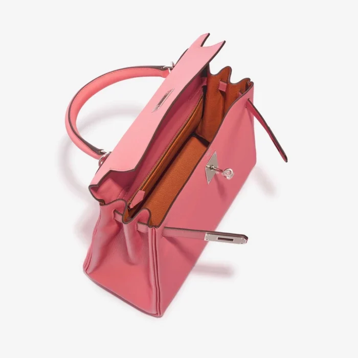 Premium Hermès Replica Kelly 28 Verso Evercolor Rose D’ete/Terre Battue PHW - Direct Luxury Fashion - Image 5