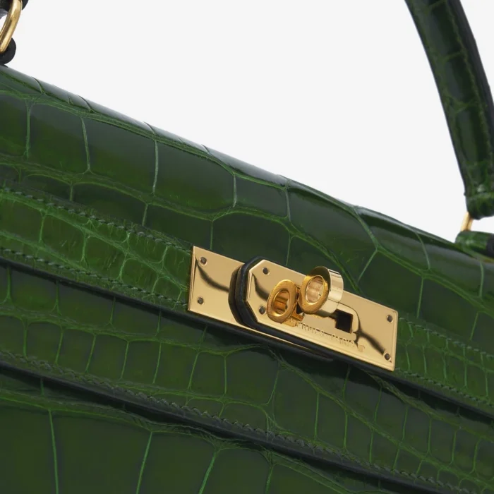 Premium Hermès Replica Kelly 32 Alligator Vert Emerald GHW - Direct Luxury Fashion - Image 6