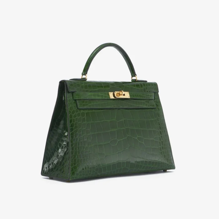 Premium Hermès Replica Kelly 32 Alligator Vert Emerald GHW - Direct Luxury Fashion - Image 3