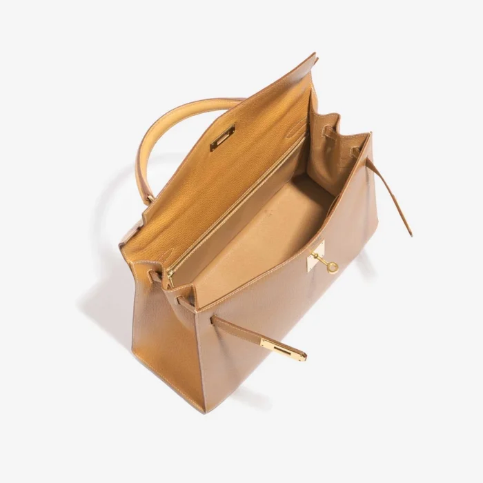 Premium Hermès Replica Kelly 32 Ardennes Moutarde GHW - Direct Luxury Fashion - Image 5