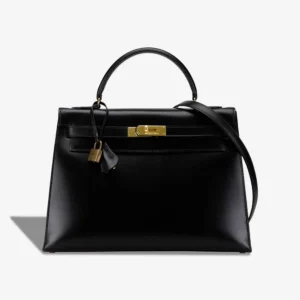 Premium Hermès Replica Kelly 32 Box Black GHW - Direct Luxury Fashion