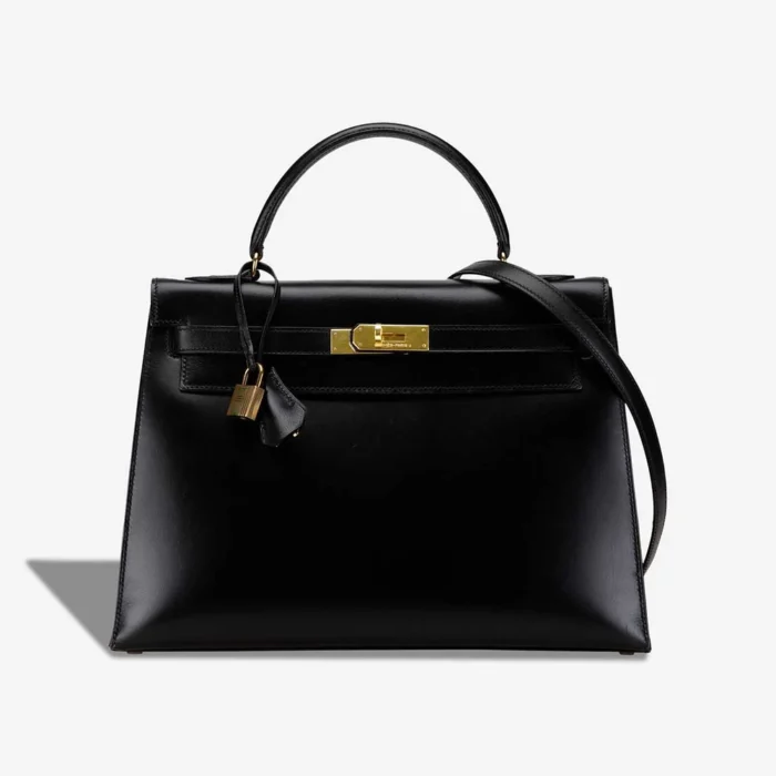 Premium Hermès Replica Kelly 32 Box Black GHW - Direct Luxury Fashion