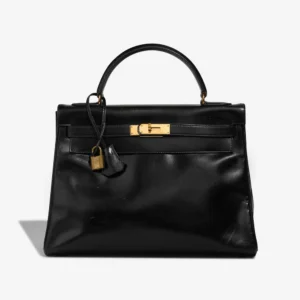 Premium Hermès Replica Kelly 32 Box Black GHW - Direct Luxury Fashion