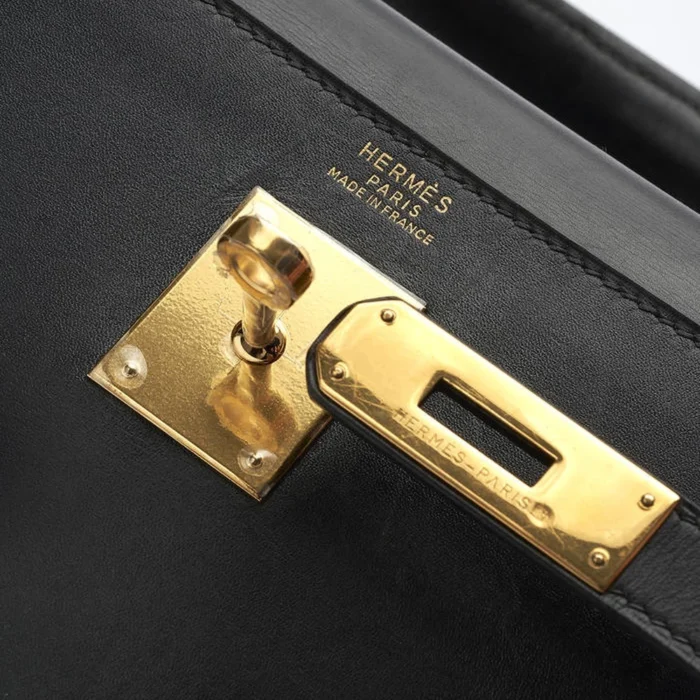 Premium Hermès Replica Kelly 32 Box Calf Noir GHW - Direct Luxury Fashion - Image 6