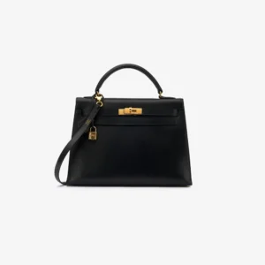 Premium Hermès Replica Kelly 32 Box Calf Noir GHW | Direct Luxury