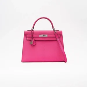 Premium Hermès Replica Kelly 32 Chevre Mysore Rose Shocking PHW