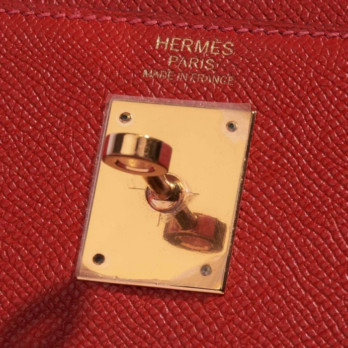 Premium Hermès Replica Kelly 32 Epsom Rouge Casaque GHW - Direct Luxury Fashion - Image 6