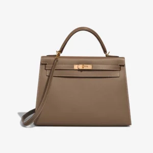 Premium Hermès Replica Kelly 32 Epsom Etoupe GHW - Direct Luxury Fashion
