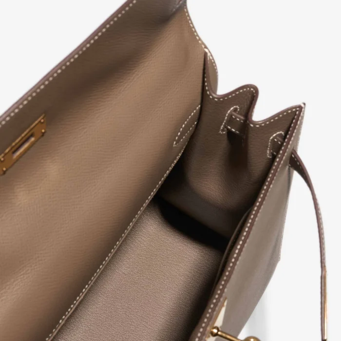 Premium Hermès Replica Kelly 32 Epsom Etoupe GHW - Direct Luxury Fashion - Image 5