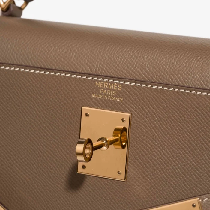 Premium Hermès Replica Kelly 32 Epsom Etoupe GHW - Direct Luxury Fashion - Image 6