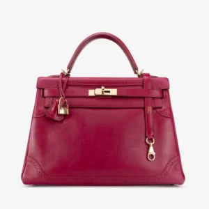 Premium Hermès Replica Kelly 32 Ghillies Tadelakt Rubis GHW