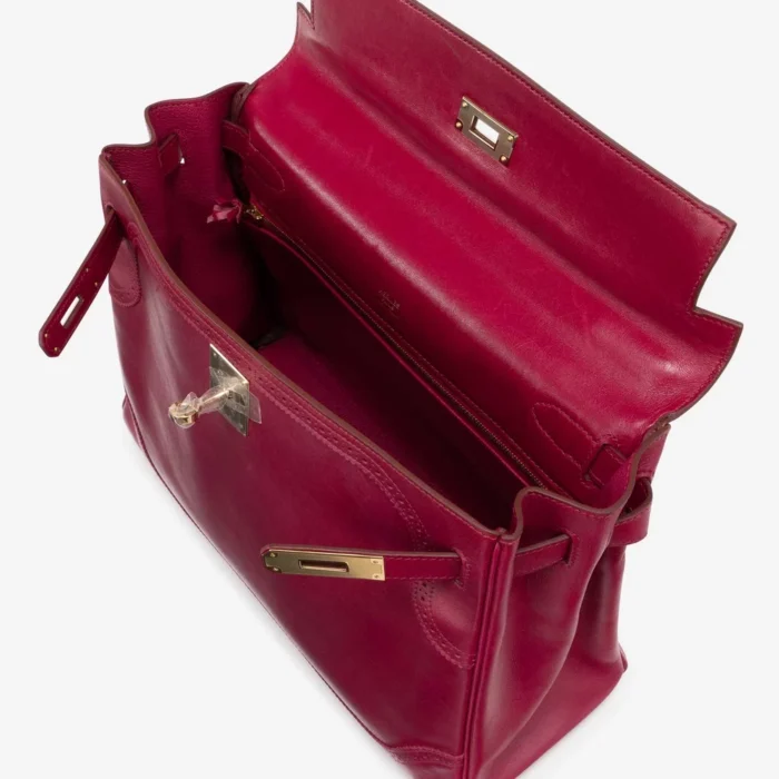 Premium Hermès Replica Kelly 32 Ghillies Tadelakt Rubis GHW - Direct Luxury Fashion - Image 5