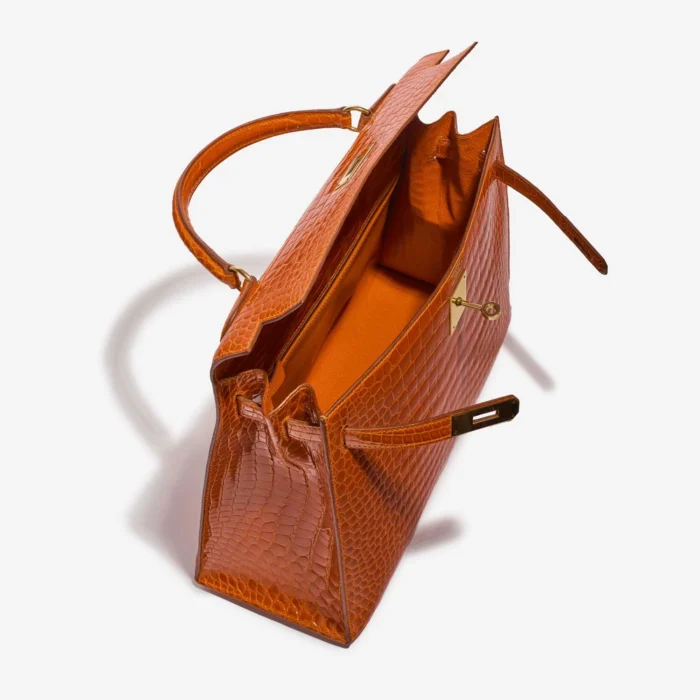 Premium Hermès Replica Kelly 32 Porosus Crocodile Pain d’epice GHW - Direct Luxury Fashion - Image 5