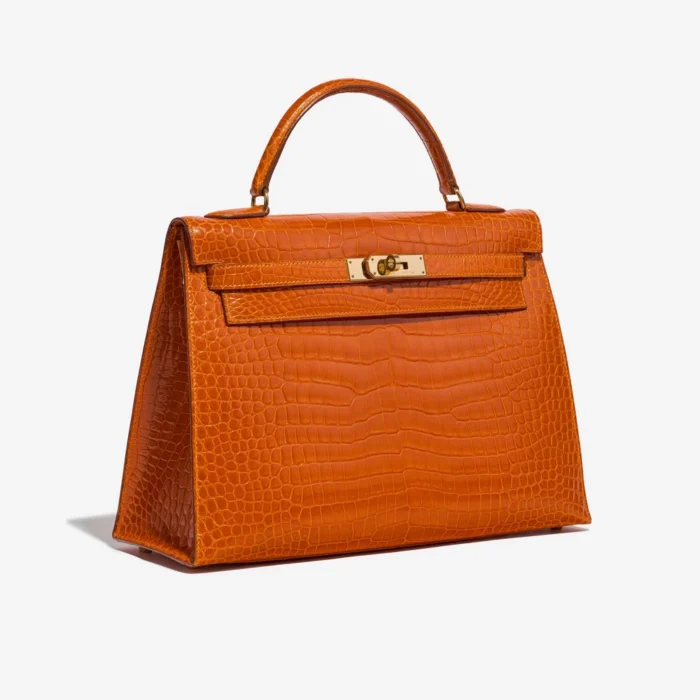 Premium Hermès Replica Kelly 32 Porosus Crocodile Pain d’epice GHW - Direct Luxury Fashion - Image 4
