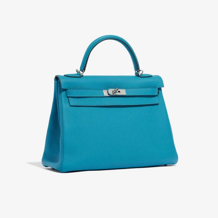 Premium Hermès Replica Kelly 32 Togo Blue Izmir PHW - Direct Luxury Fashion - Image 4