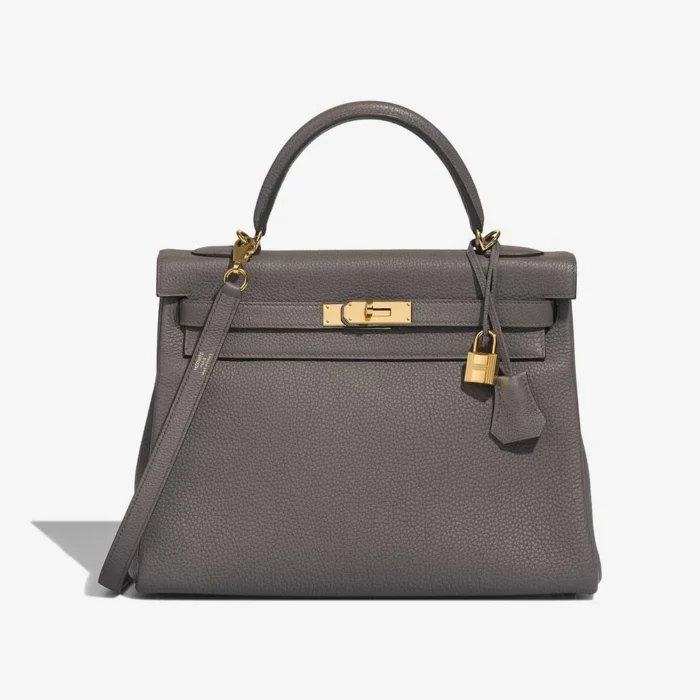 Premium Hermès Replica Kelly 32 Togo Gris etain GHW - Direct Luxury Fashion