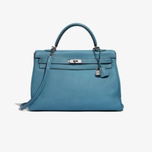 Premium Hermès Replica Kelly 35 Clemence Blue Jean PHW | DLF