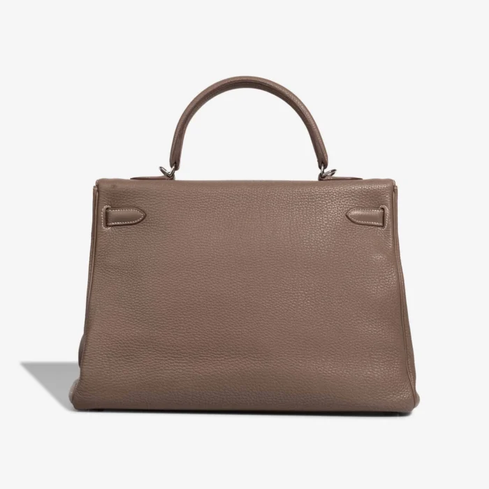 Premium Hermès Replica Kelly 35 Clemence Etoupe PHW - Direct Luxury Fashion - Image 2