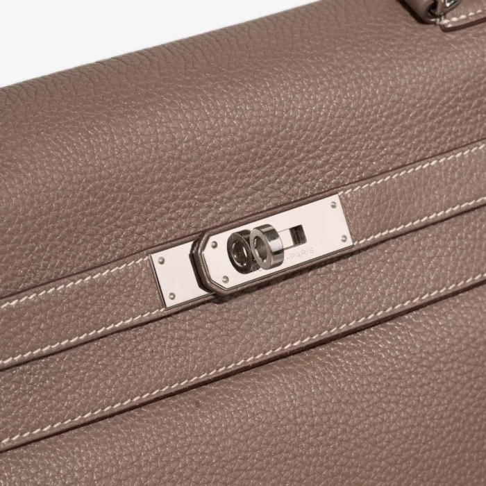 Premium Hermès Replica Kelly 35 Clemence Etoupe PHW - Direct Luxury Fashion - Image 7