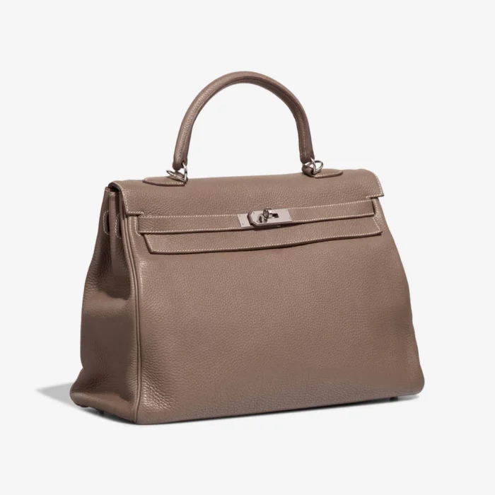 Premium Hermès Replica Kelly 35 Clemence Etoupe PHW - Direct Luxury Fashion - Image 4