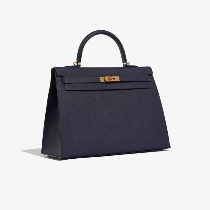 Premium Hermès Replica Kelly 35 Epsom Bleu Saphir/Geranium GHW - Direct Luxury Fashion - Image 4