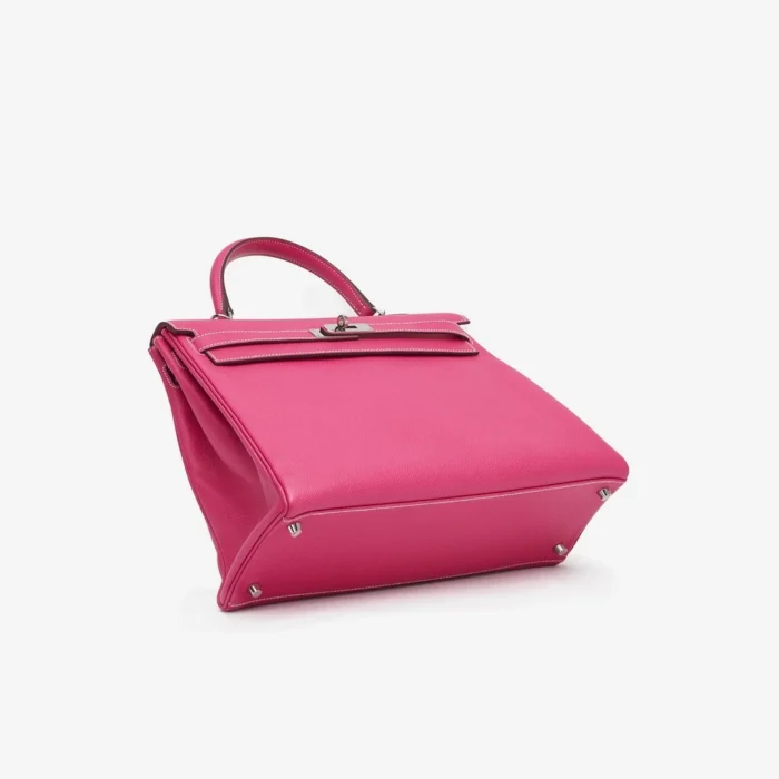 Premium Hermès Replica Kelly 35 Espom Rose Tyrien Rubis Candy Collection PHW - Direct Luxury Fashion - Image 3
